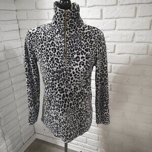 Jones Studio Ladies Size Medium Animal Print 1/4 Zip Pullover